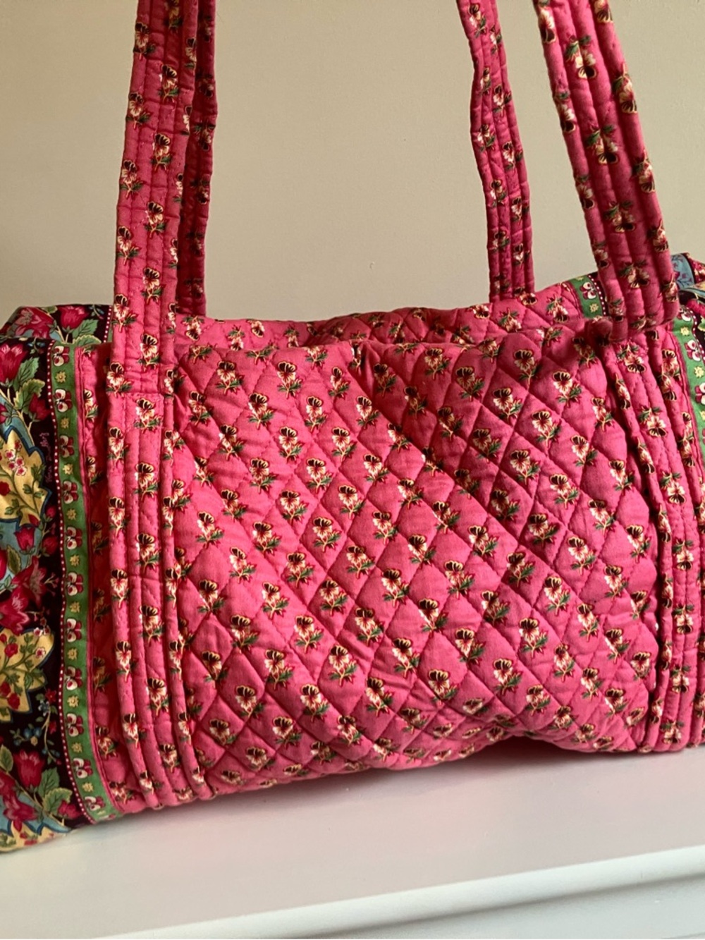 Vintage Vera Bradley Pink Pansy Duffle Bag - Picture 8 of 11